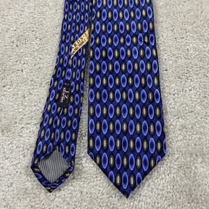 JZ Richards Silk Tie Mens Blue Black Gold Oval USA Wedding Menswear Formal